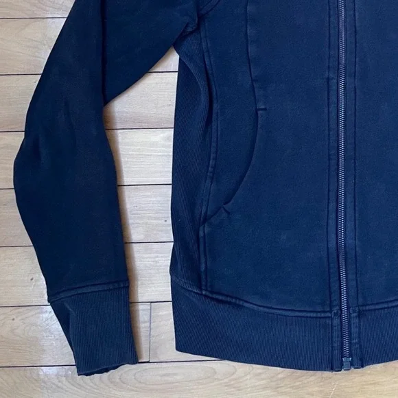 Lululemon Scuba Full-Zip Hoodie Black Cotton Blend Thumbholes Womens Size 4 - Picture 6 of 6